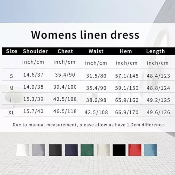 Ladyful Women's V Neck Solid Color Sleeveless Cotton Linen Dress M - Picture 9 of 9